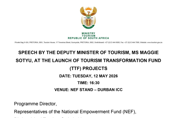 Deputy Minister of Tourism Ms Maggie Sotyu at the launch of Tourism Transformation Fund projects